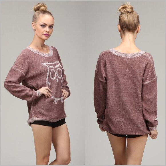 Mauve Owl Design Sweater - Picture 2 of 5